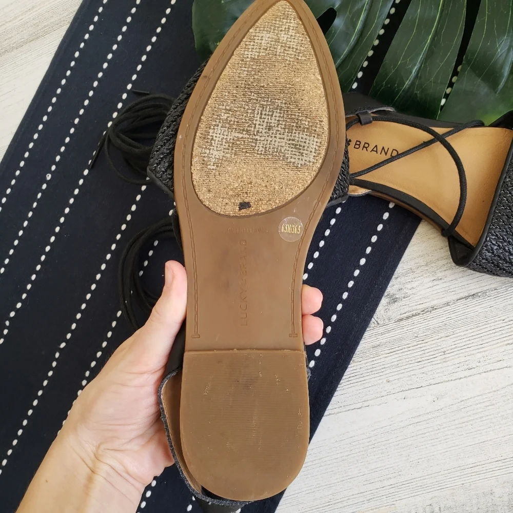 Lucky Brand| Mackneill Lace Up Woven Flats Black Size 6.5 - Picture 4 of 5